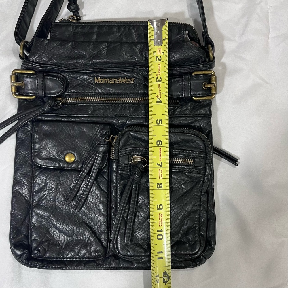 Montana West Buttery Soft Black Vegan Leather Crossbody Bag Purse Pocketbook - Picture 11 of 14